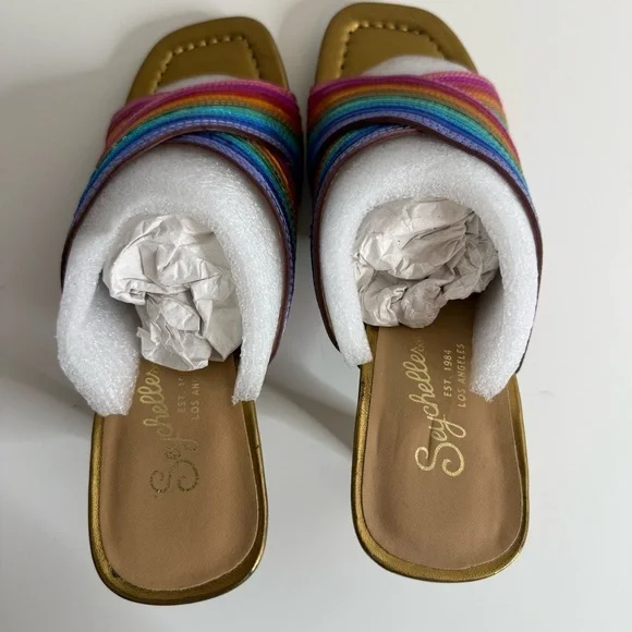 Seychelles Fleet Rainbow Heeled Sandals NWOT US 6.5 - Picture 6 of 9